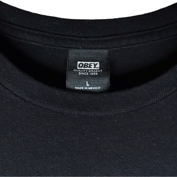 Obey Propaganda Tee Respect Humanity T-shirt Black Blue Crewneck Large Unisex - Picture 5 of 8